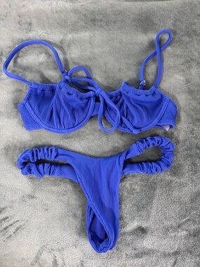 Kulani Kinis Royal Blue Ribbed Bikini Set